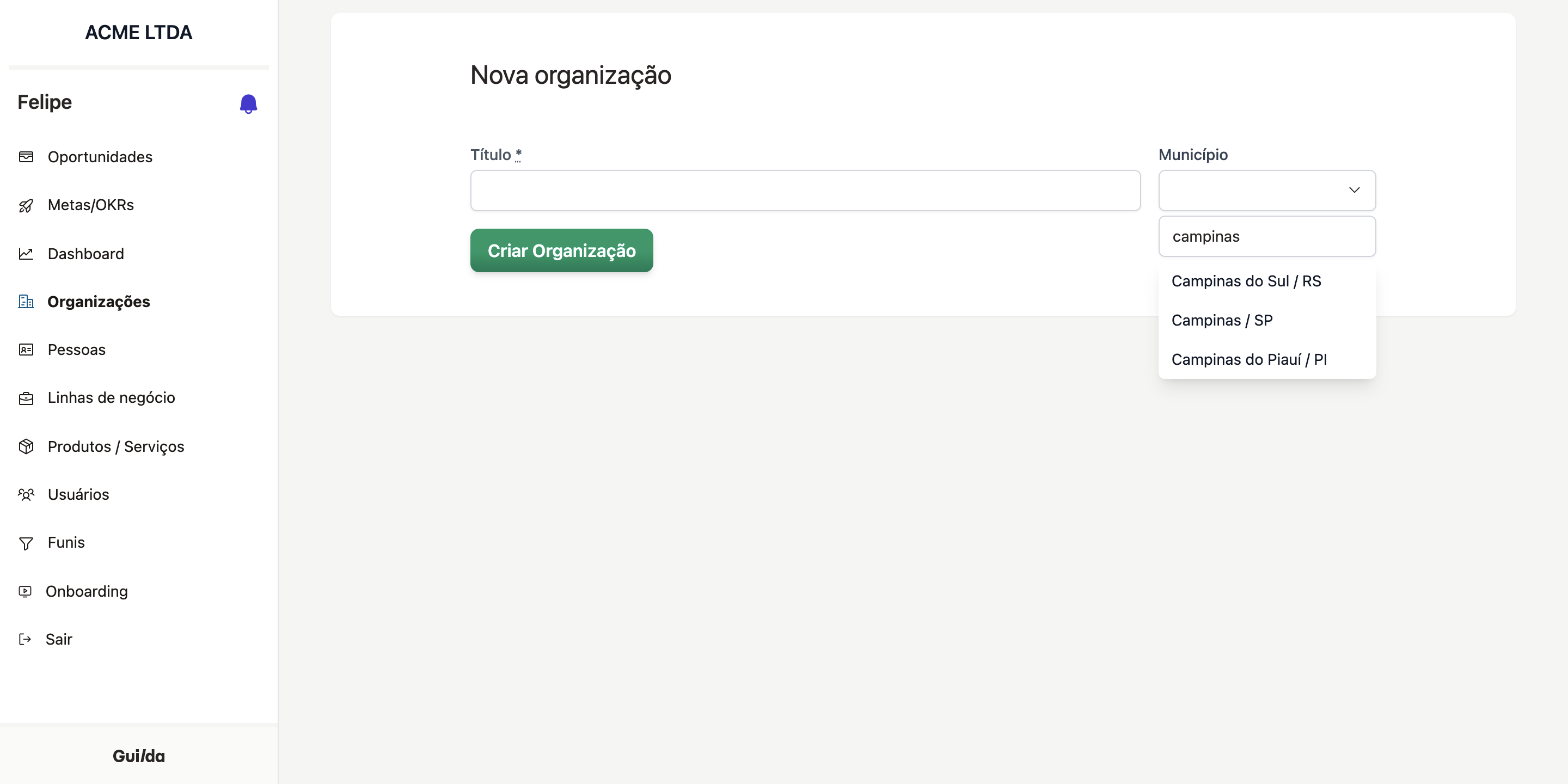 New de Organizações