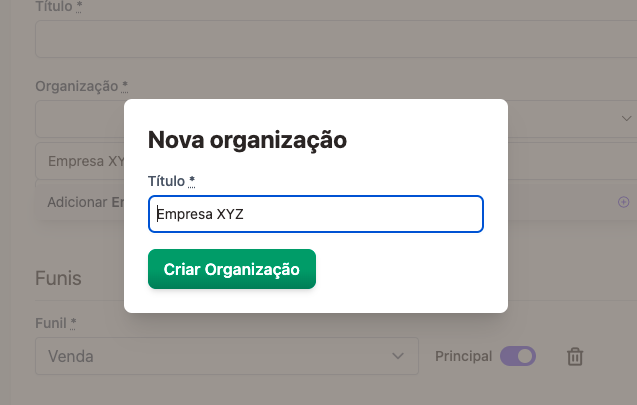 Select com opção de criar